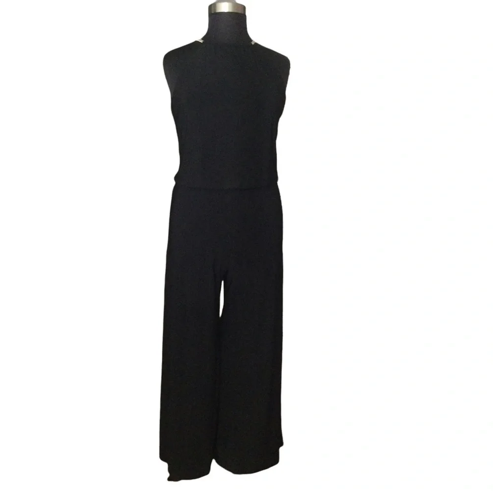 R & M Richard black Gold Chain Plus Size Jumpsuit